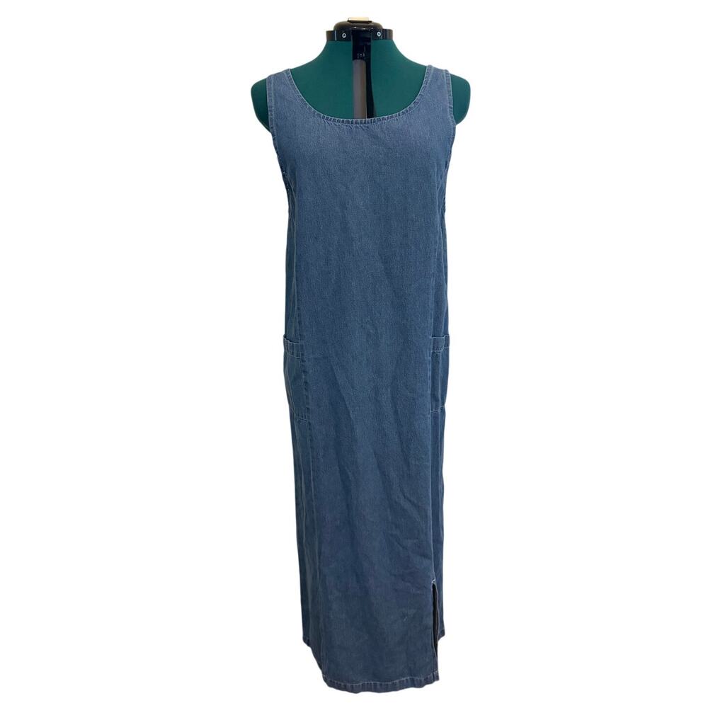 Vintage Carolina Bays Denim Dress Large 90s Grunge Cottagecore Jean Maxi Dress
